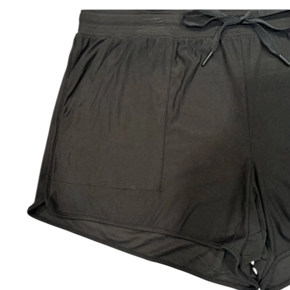 NWOT DANSKIN Soft Comfy Lounge Shorts With Pockets Black XL